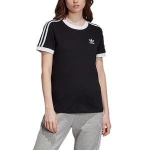 Adidas Black Striped Cotton Tee